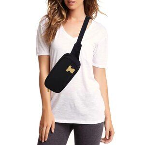 Miso Pup Black Fanny Pack with gold hardware